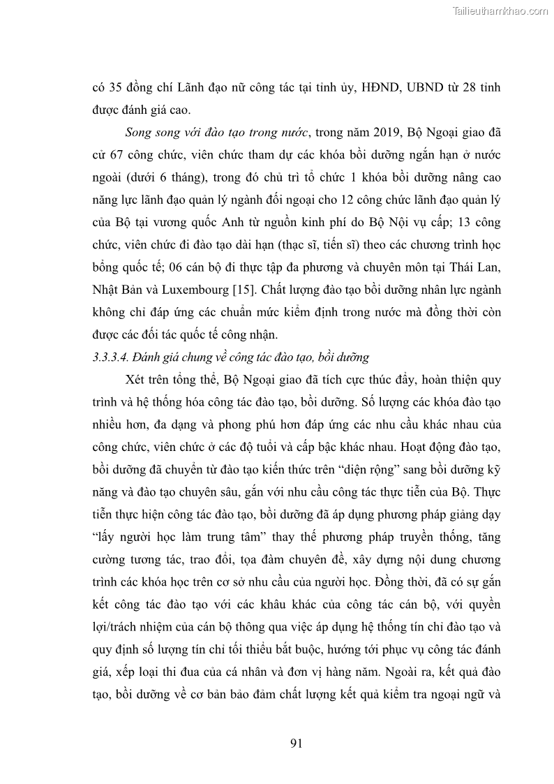 Luận án tiến sĩ chính sách công Thực hiện chính sách phát triển nhân lực ngành Ngoại giao ở Việt Nam hiện nay - 9 Trang 100