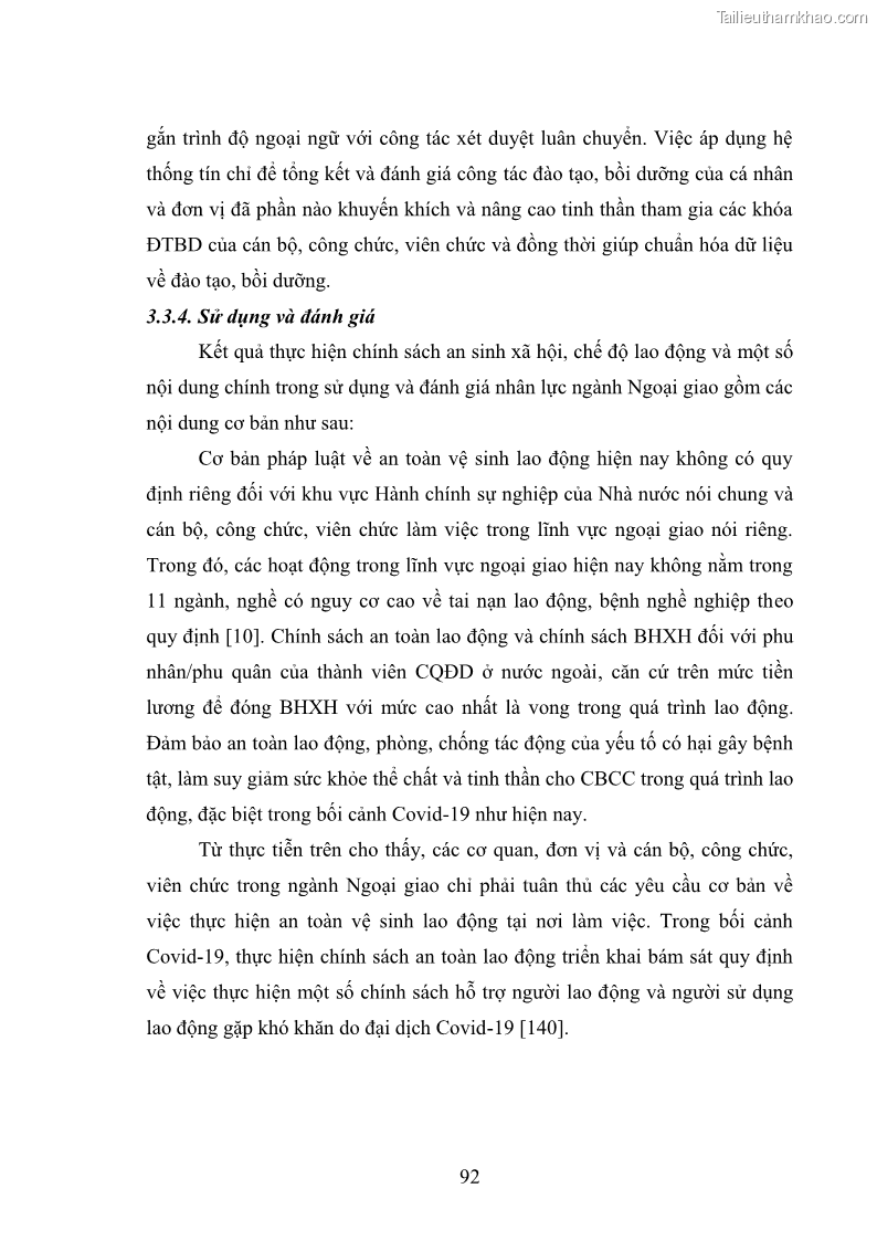 Luận án tiến sĩ chính sách công Thực hiện chính sách phát triển nhân lực ngành Ngoại giao ở Việt Nam hiện nay - 9 Trang 101
