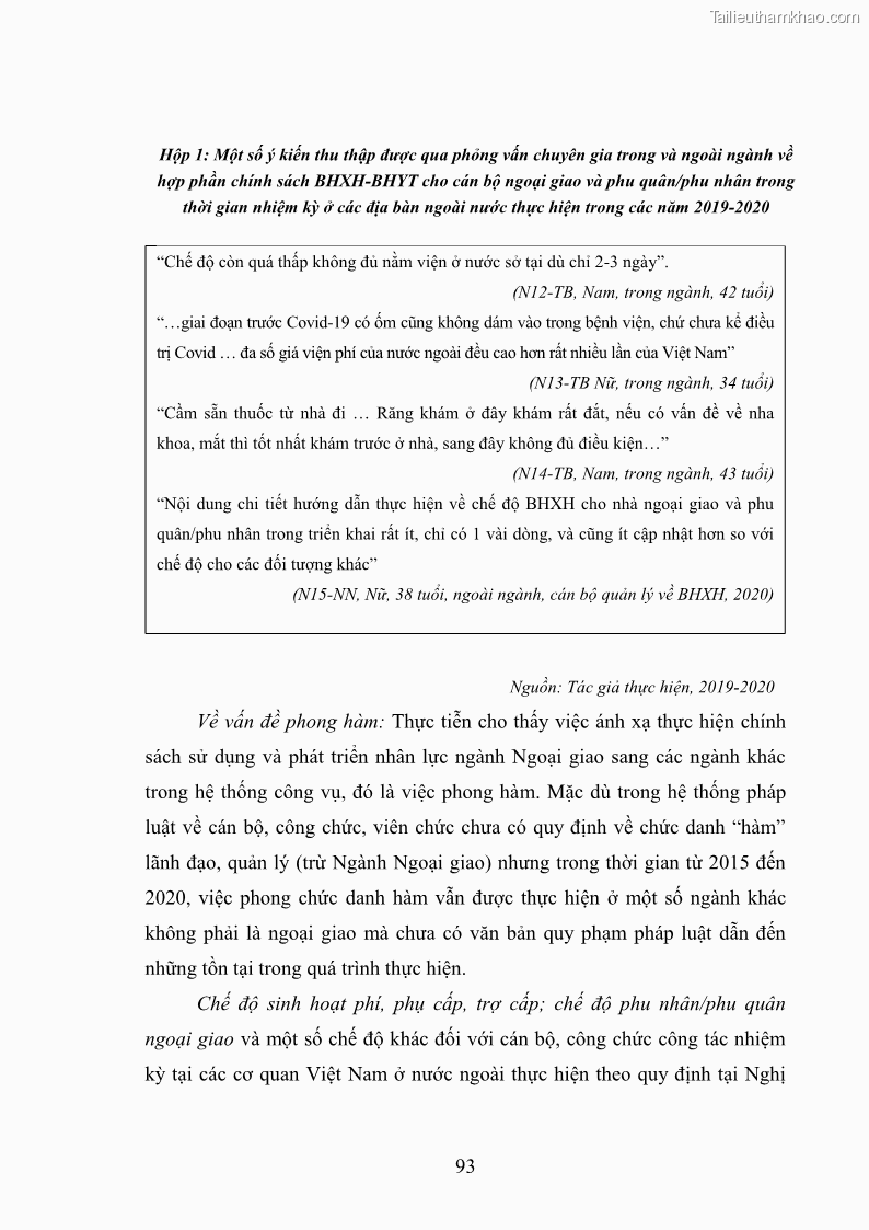 Luận án tiến sĩ chính sách công Thực hiện chính sách phát triển nhân lực ngành Ngoại giao ở Việt Nam hiện nay - 9 Trang 102