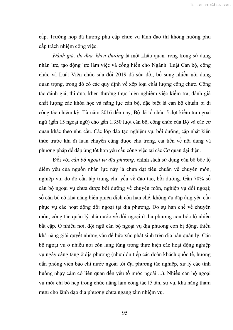 Luận án tiến sĩ chính sách công Thực hiện chính sách phát triển nhân lực ngành Ngoại giao ở Việt Nam hiện nay - 9 Trang 104