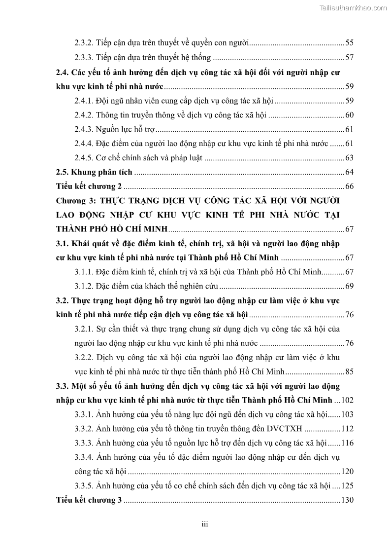 Luận án tiến sĩ công tác xã hội Dịch vụ công tác xã hội đối với người lao động nhập cư khu vực kinh tế phi nhà nước từ thực tiễn Thành phố Hồ Chí Minh - 1 Trang 5