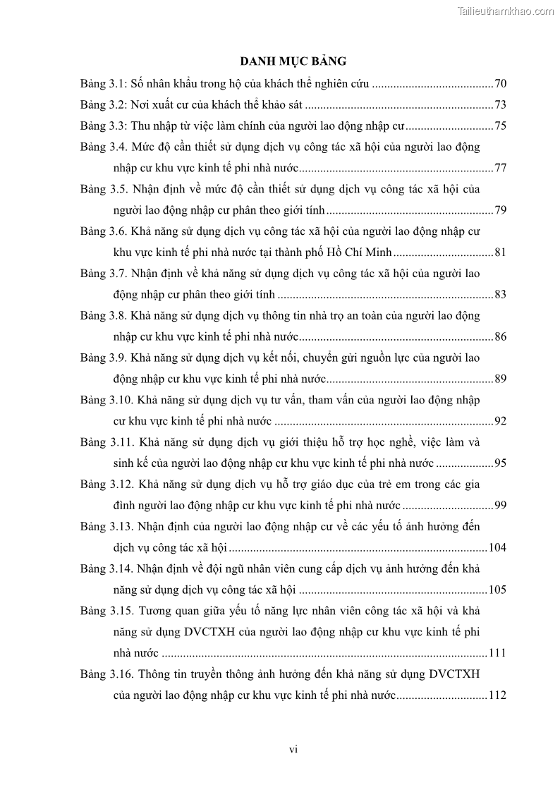 Luận án tiến sĩ công tác xã hội Dịch vụ công tác xã hội đối với người lao động nhập cư khu vực kinh tế phi nhà nước từ thực tiễn Thành phố Hồ Chí Minh - 1 Trang 8