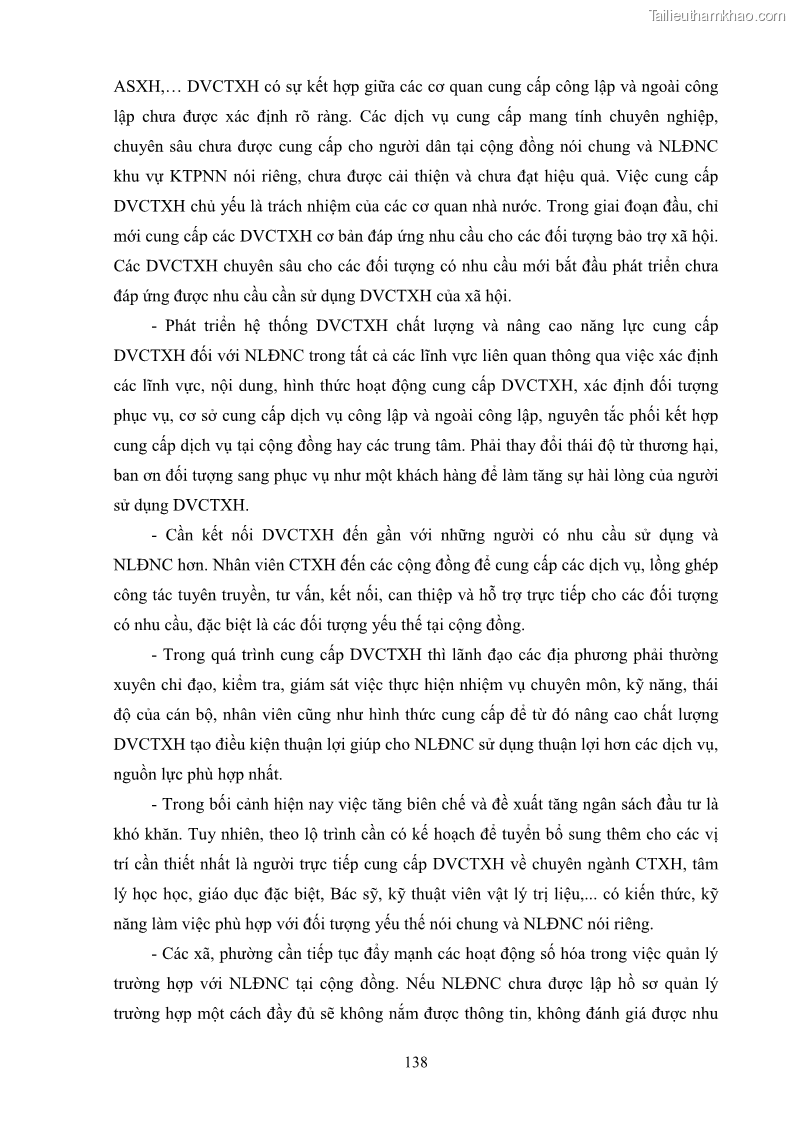 Luận án tiến sĩ công tác xã hội Dịch vụ công tác xã hội đối với người lao động nhập cư khu vực kinh tế phi nhà nước từ thực tiễn Thành phố Hồ Chí Minh - 13 Trang 148