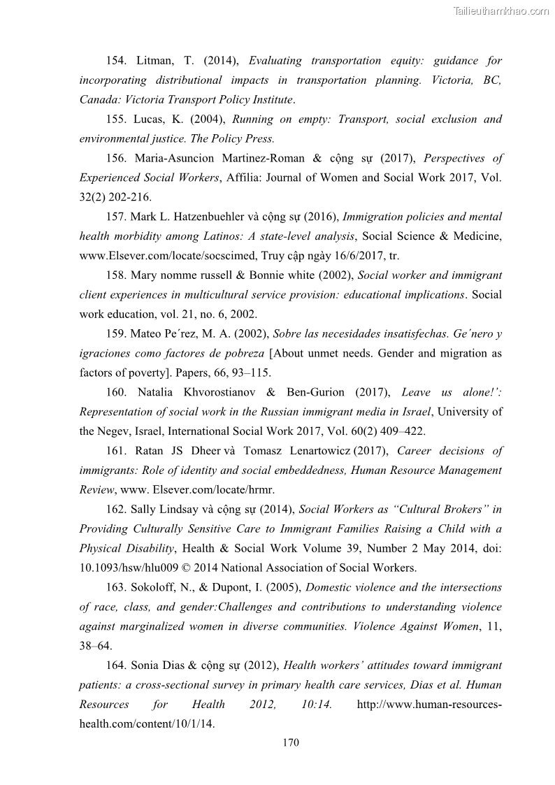 Luận án tiến sĩ công tác xã hội Dịch vụ công tác xã hội đối với người lao động nhập cư khu vực kinh tế phi nhà nước từ thực tiễn Thành phố Hồ Chí Minh - 15 Trang 180