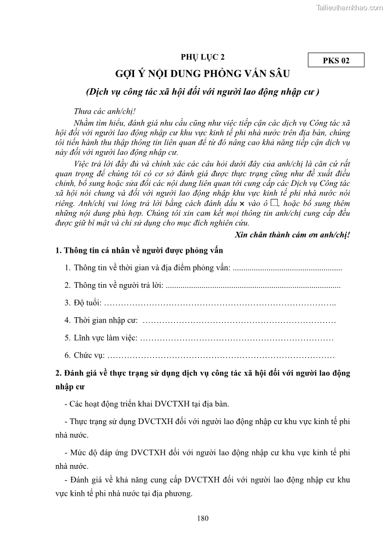 Luận án tiến sĩ công tác xã hội Dịch vụ công tác xã hội đối với người lao động nhập cư khu vực kinh tế phi nhà nước từ thực tiễn Thành phố Hồ Chí Minh - 16 Trang 190