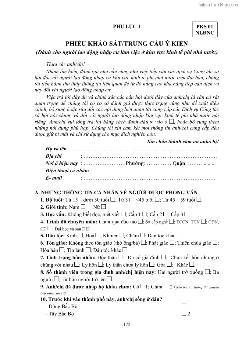 Luận án tiến sĩ công tác xã hội Dịch vụ công tác xã hội đối với người lao động nhập cư khu vực kinh tế phi nhà nước từ thực tiễn Thành phố Hồ Chí Minh - 16 Trang 182