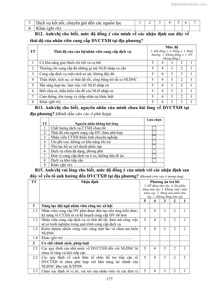 Luận án tiến sĩ công tác xã hội Dịch vụ công tác xã hội đối với người lao động nhập cư khu vực kinh tế phi nhà nước từ thực tiễn Thành phố Hồ Chí Minh - 16 Trang 187