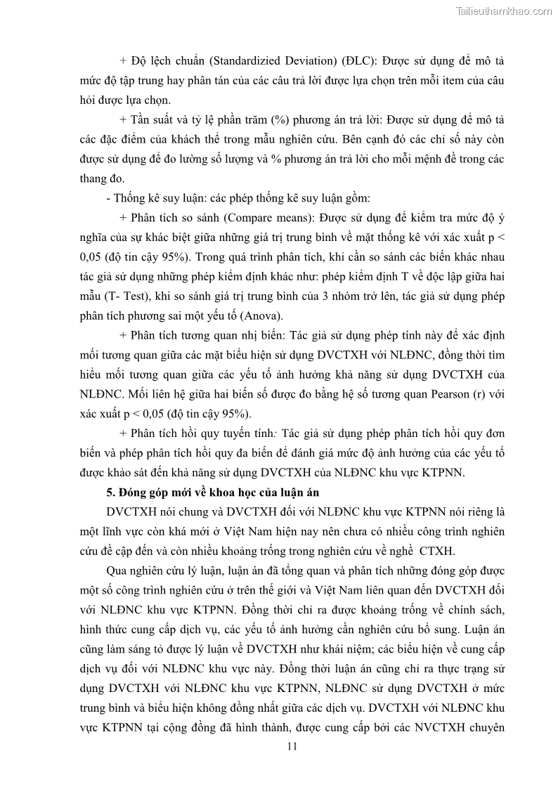 Luận án tiến sĩ công tác xã hội Dịch vụ công tác xã hội đối với người lao động nhập cư khu vực kinh tế phi nhà nước từ thực tiễn Thành phố Hồ Chí Minh - 2 Trang 21