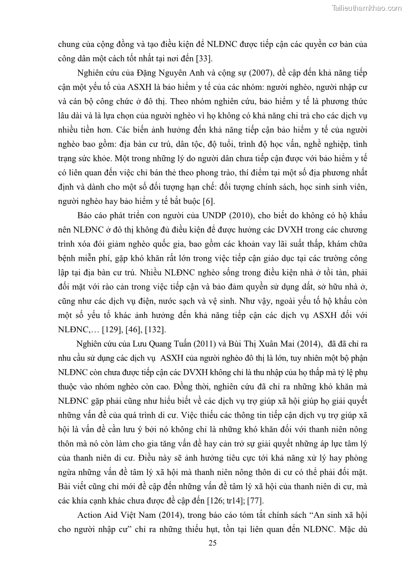 Luận án tiến sĩ công tác xã hội Dịch vụ công tác xã hội đối với người lao động nhập cư khu vực kinh tế phi nhà nước từ thực tiễn Thành phố Hồ Chí Minh - 3 Trang 35