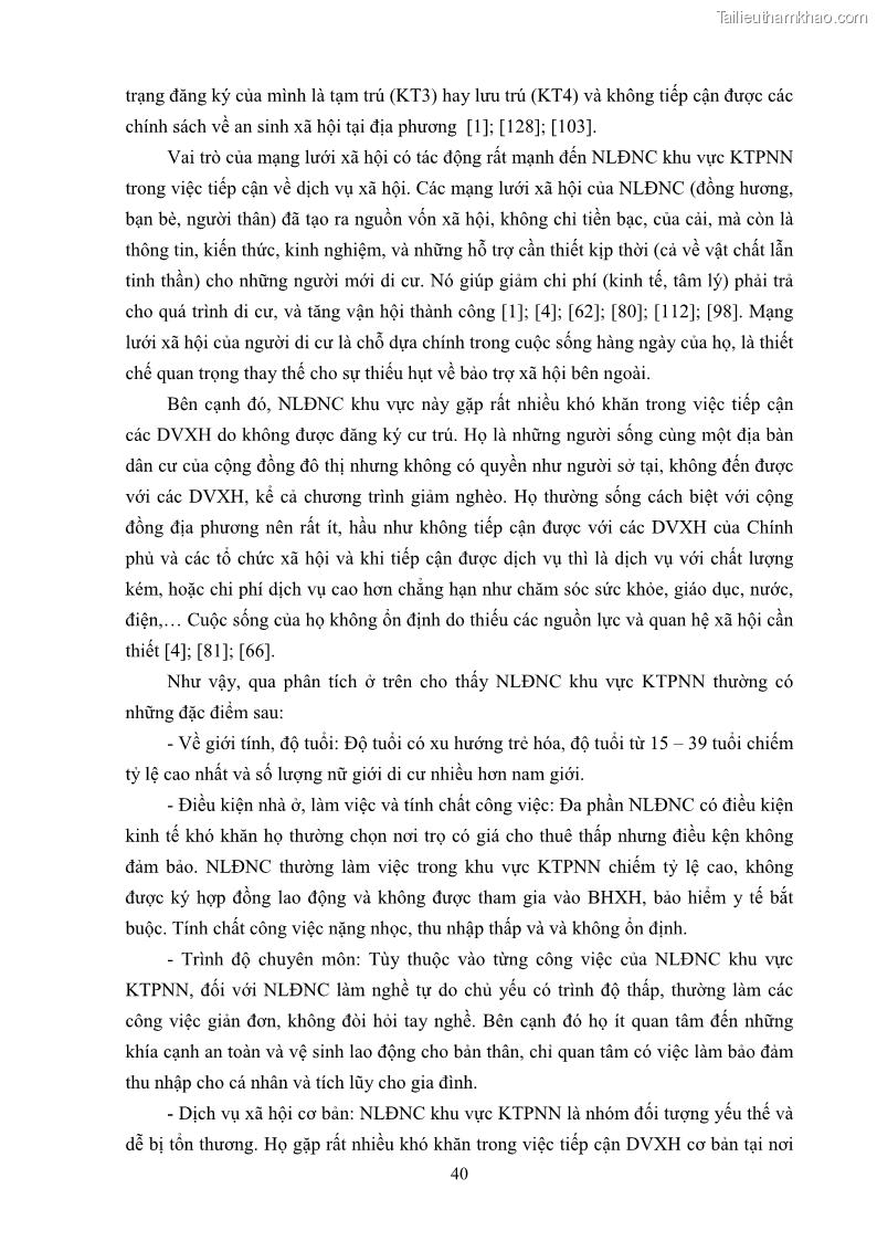 Luận án tiến sĩ công tác xã hội Dịch vụ công tác xã hội đối với người lao động nhập cư khu vực kinh tế phi nhà nước từ thực tiễn Thành phố Hồ Chí Minh - 5 Trang 50