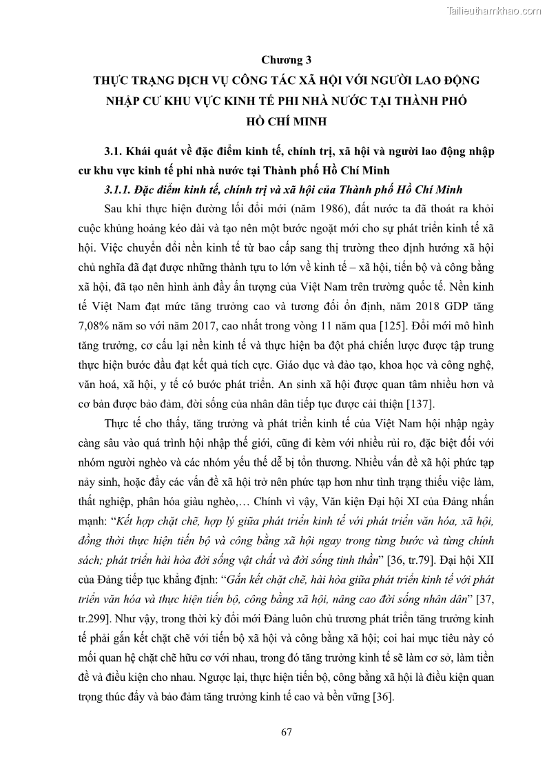 Luận án tiến sĩ công tác xã hội Dịch vụ công tác xã hội đối với người lao động nhập cư khu vực kinh tế phi nhà nước từ thực tiễn Thành phố Hồ Chí Minh - 7 Trang 77