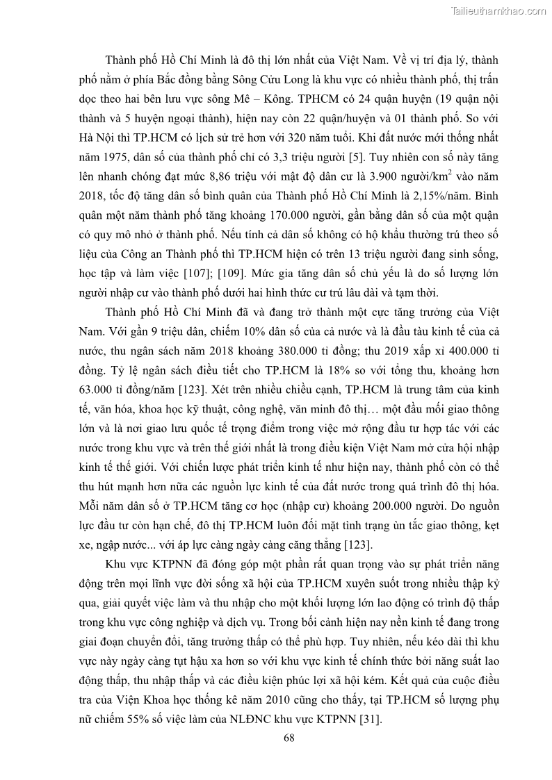 Luận án tiến sĩ công tác xã hội Dịch vụ công tác xã hội đối với người lao động nhập cư khu vực kinh tế phi nhà nước từ thực tiễn Thành phố Hồ Chí Minh - 7 Trang 78