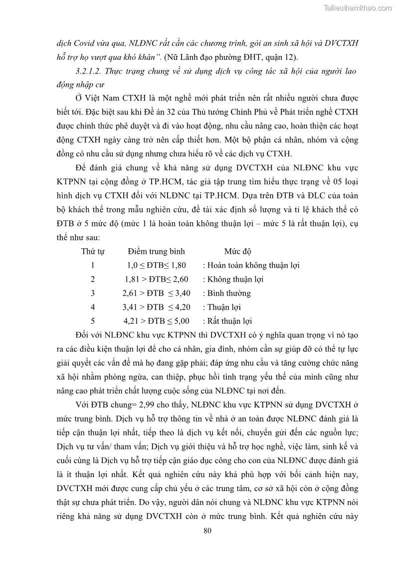 Luận án tiến sĩ công tác xã hội Dịch vụ công tác xã hội đối với người lao động nhập cư khu vực kinh tế phi nhà nước từ thực tiễn Thành phố Hồ Chí Minh - 8 Trang 90