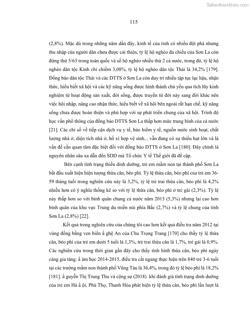 Luận án tiến sĩ dinh dưỡng Hiệu quả bổ sung đa vi chất dinh dưỡng và bột lá Riềng ấm lên tình trạng dinh dưỡng và miễn dịch của trẻ em 36-59 tháng tuổi dân tộc Thái tại thành phố Sơn La, tỉnh Sơn La - 11 Trang 126