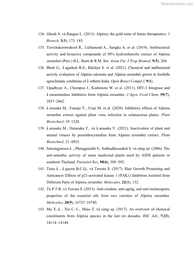 Luận án tiến sĩ dinh dưỡng Hiệu quả bổ sung đa vi chất dinh dưỡng và bột lá Riềng ấm lên tình trạng dinh dưỡng và miễn dịch của trẻ em 36-59 tháng tuổi dân tộc Thái tại thành phố Sơn La, tỉnh Sơn La - 14 Trang 166