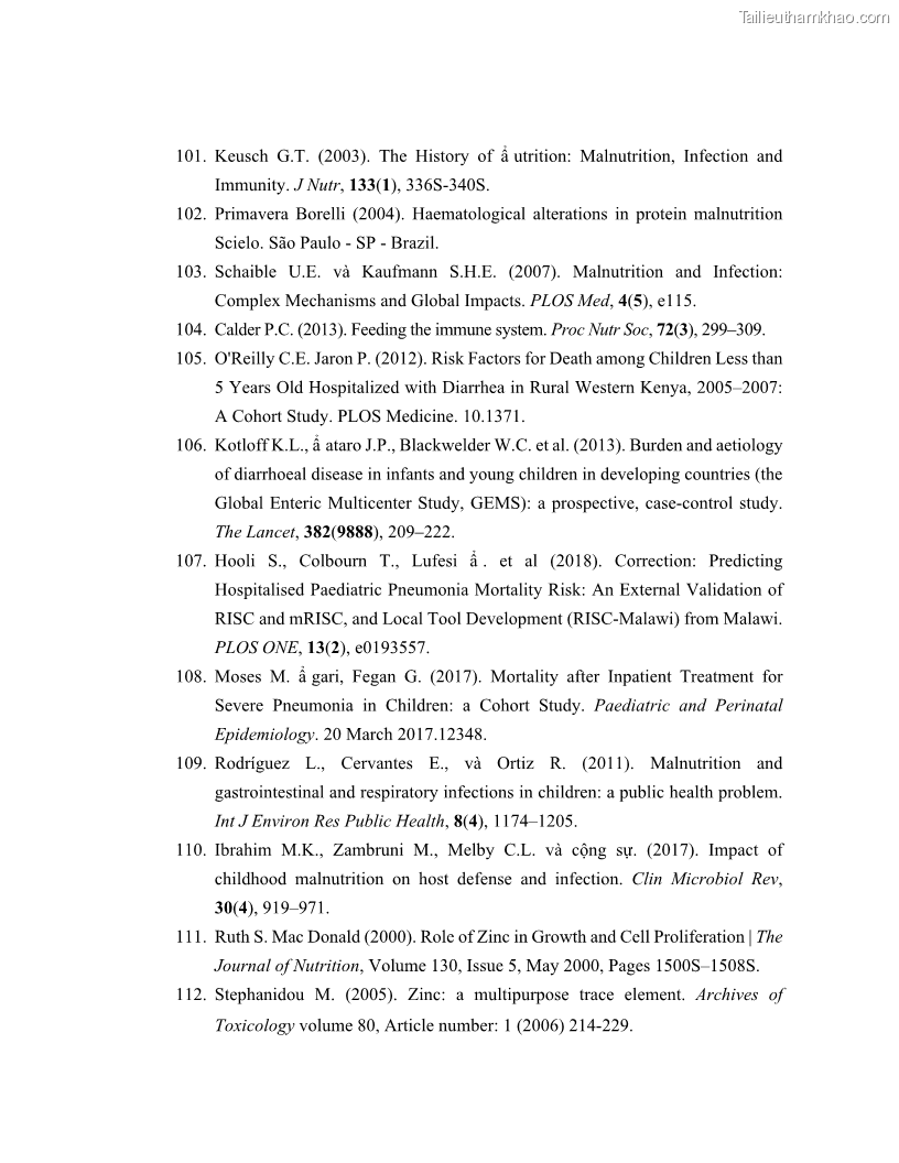 Luận án tiến sĩ dinh dưỡng Hiệu quả bổ sung đa vi chất dinh dưỡng và bột lá Riềng ấm lên tình trạng dinh dưỡng và miễn dịch của trẻ em 36-59 tháng tuổi dân tộc Thái tại thành phố Sơn La, tỉnh Sơn La - 14 Trang 163