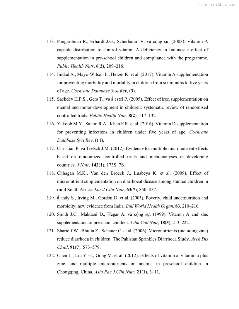 Luận án tiến sĩ dinh dưỡng Hiệu quả bổ sung đa vi chất dinh dưỡng và bột lá Riềng ấm lên tình trạng dinh dưỡng và miễn dịch của trẻ em 36-59 tháng tuổi dân tộc Thái tại thành phố Sơn La, tỉnh Sơn La - 14 Trang 164