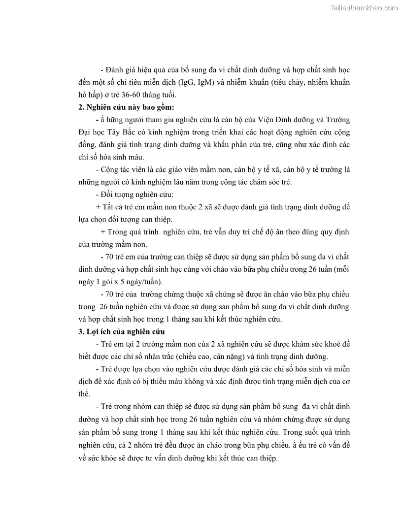 Luận án tiến sĩ dinh dưỡng Hiệu quả bổ sung đa vi chất dinh dưỡng và bột lá Riềng ấm lên tình trạng dinh dưỡng và miễn dịch của trẻ em 36-59 tháng tuổi dân tộc Thái tại thành phố Sơn La, tỉnh Sơn La - 15 Trang 178