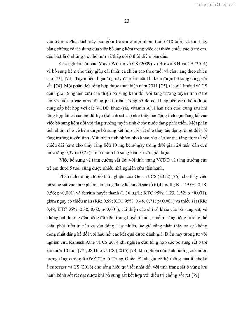 Luận án tiến sĩ dinh dưỡng Hiệu quả bổ sung đa vi chất dinh dưỡng và bột lá Riềng ấm lên tình trạng dinh dưỡng và miễn dịch của trẻ em 36-59 tháng tuổi dân tộc Thái tại thành phố Sơn La, tỉnh Sơn La - 3 Trang 34