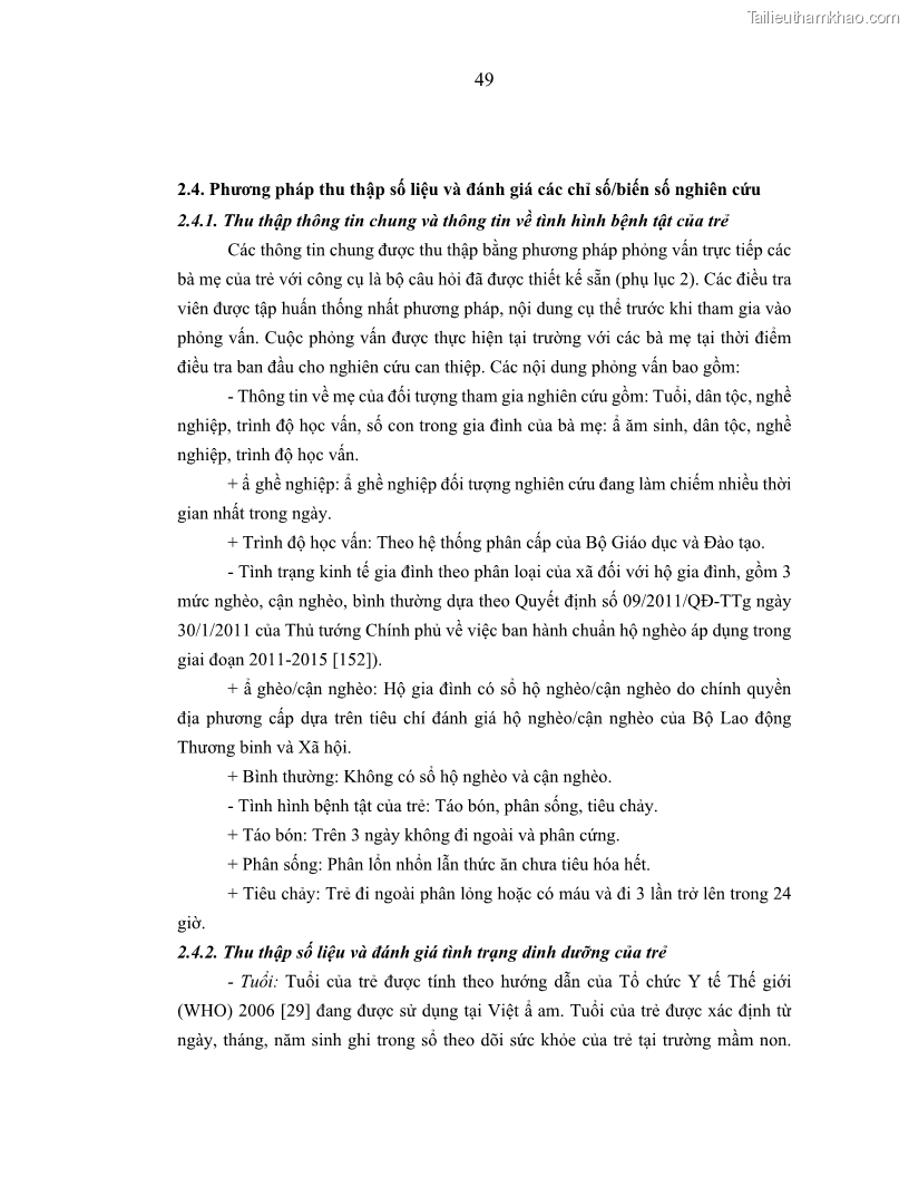 Luận án tiến sĩ dinh dưỡng Hiệu quả bổ sung đa vi chất dinh dưỡng và bột lá Riềng ấm lên tình trạng dinh dưỡng và miễn dịch của trẻ em 36-59 tháng tuổi dân tộc Thái tại thành phố Sơn La, tỉnh Sơn La - 5 Trang 60