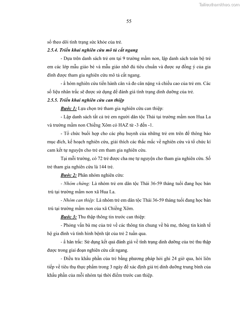 Luận án tiến sĩ dinh dưỡng Hiệu quả bổ sung đa vi chất dinh dưỡng và bột lá Riềng ấm lên tình trạng dinh dưỡng và miễn dịch của trẻ em 36-59 tháng tuổi dân tộc Thái tại thành phố Sơn La, tỉnh Sơn La - 6 Trang 66
