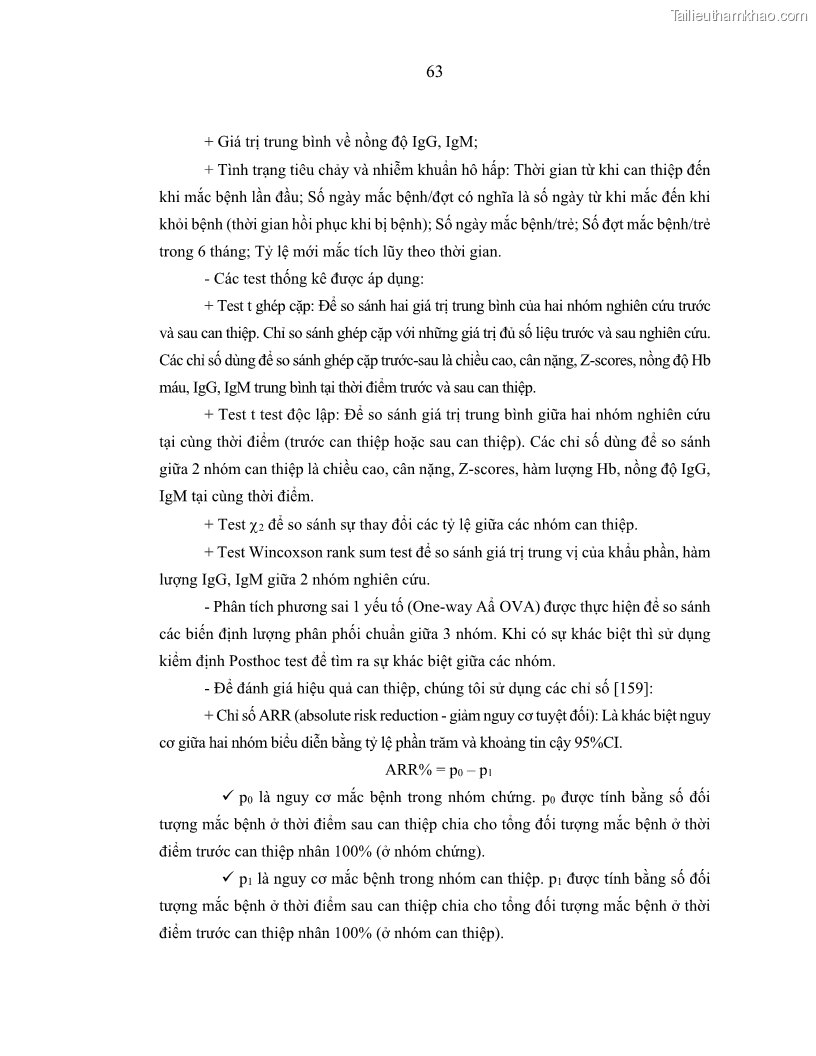 Luận án tiến sĩ dinh dưỡng Hiệu quả bổ sung đa vi chất dinh dưỡng và bột lá Riềng ấm lên tình trạng dinh dưỡng và miễn dịch của trẻ em 36-59 tháng tuổi dân tộc Thái tại thành phố Sơn La, tỉnh Sơn La - 7 Trang 74