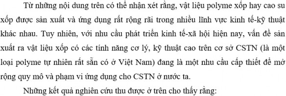Phụ gia tạo xốp phù hợp để chế tạo cao su xốp trên cơ sở CSTN có kích 1
