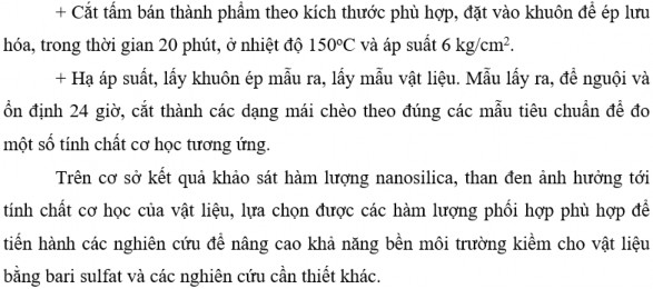 Định hợp phần vật liệu trong thời gian 24 giờ ở nhiệt độ không quá 30 o C 14