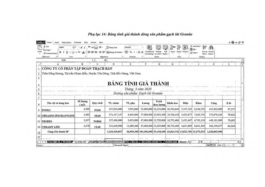 Kế toán quản trị môi trường tại Công ty Cổ phần Tập đoàn Thạch Bàn 16 6