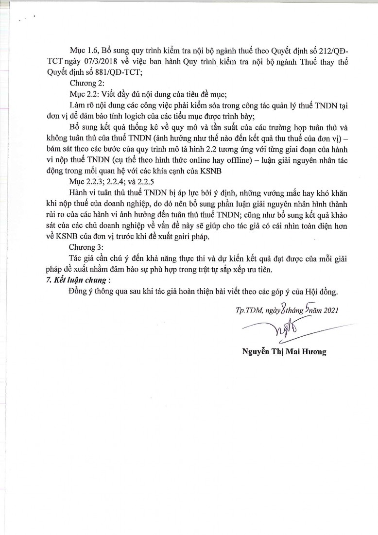 Kiểm soát nội bộ đối với hành vi tuân thủ thuế thu nhập doanh nghiệp của doanh nghiệp vừa và nhỏ tại Chi cục Thuế huyện Bù Gia Mập tỉnh Bình Phước 19 6