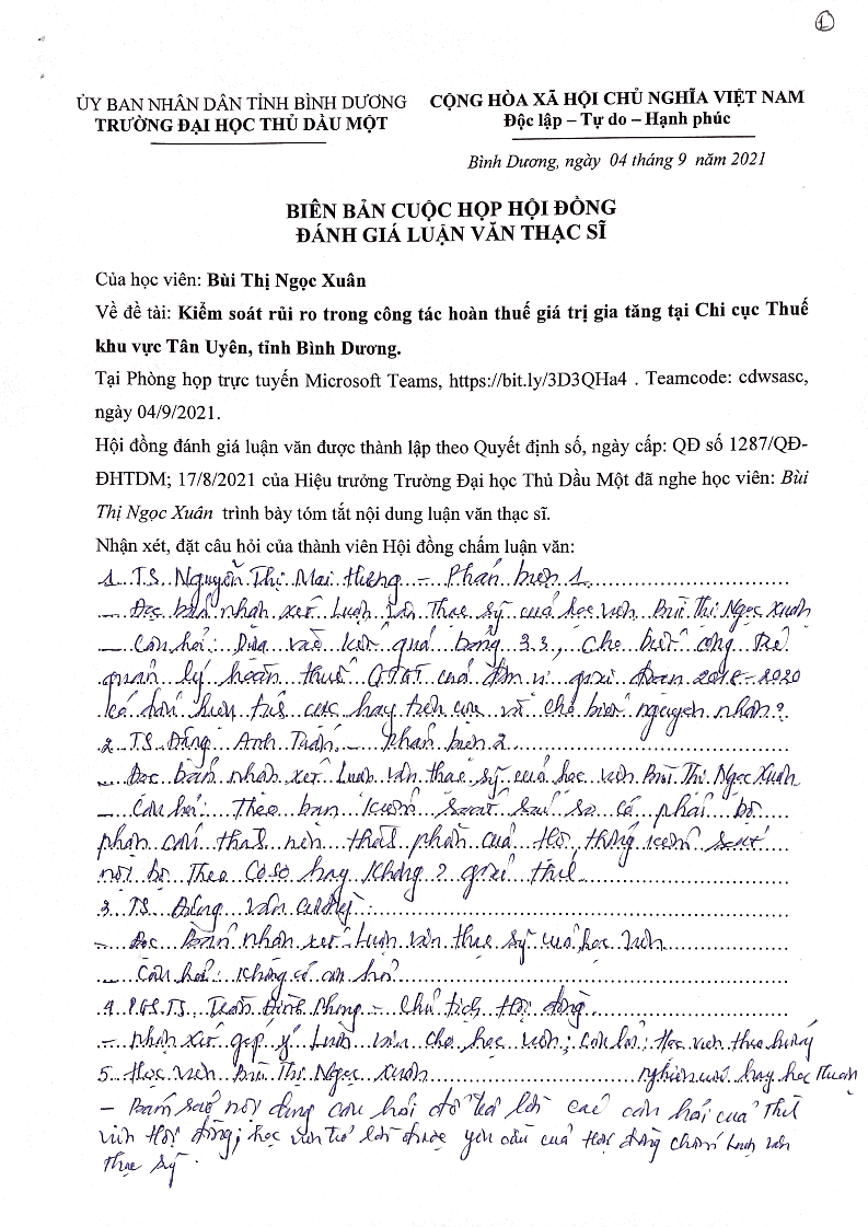 CỘNG HÒA XÃ HỘI CHỦ NGHĨA VIỆT NAM Độc lập – Tự do – Hạnh phúc NHẬN XÉT 1