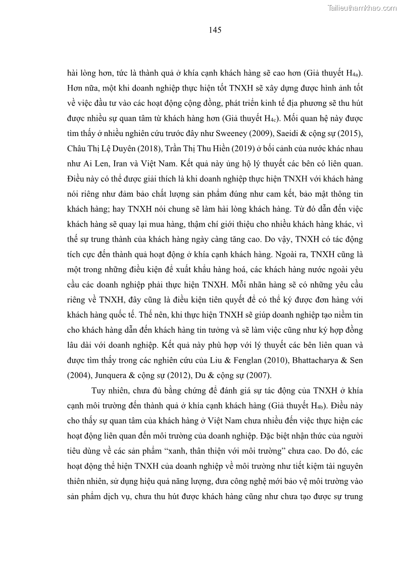 Luận án tiến sĩ kế toán Nghiên cứu về tác động của trách nhiệm xã hội đến thành quả hoạt động của các doanh nghiệp ở Việt Nam - 13 Trang 154