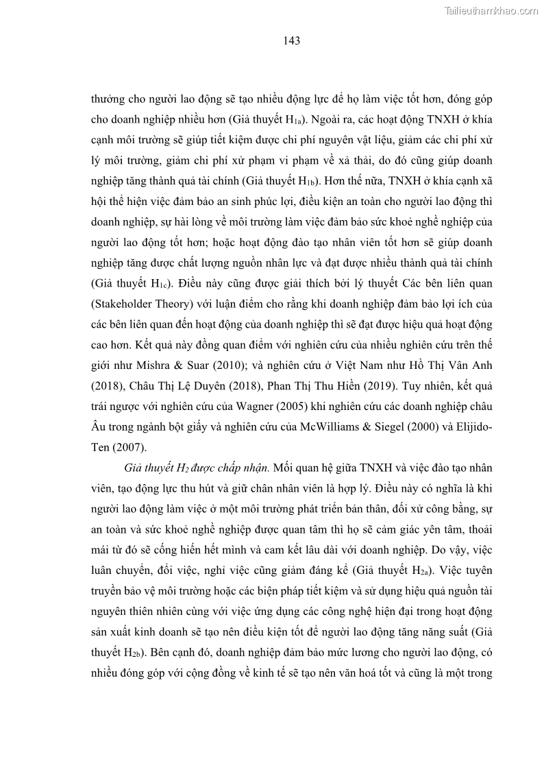 Luận án tiến sĩ kế toán Nghiên cứu về tác động của trách nhiệm xã hội đến thành quả hoạt động của các doanh nghiệp ở Việt Nam - 13 Trang 152