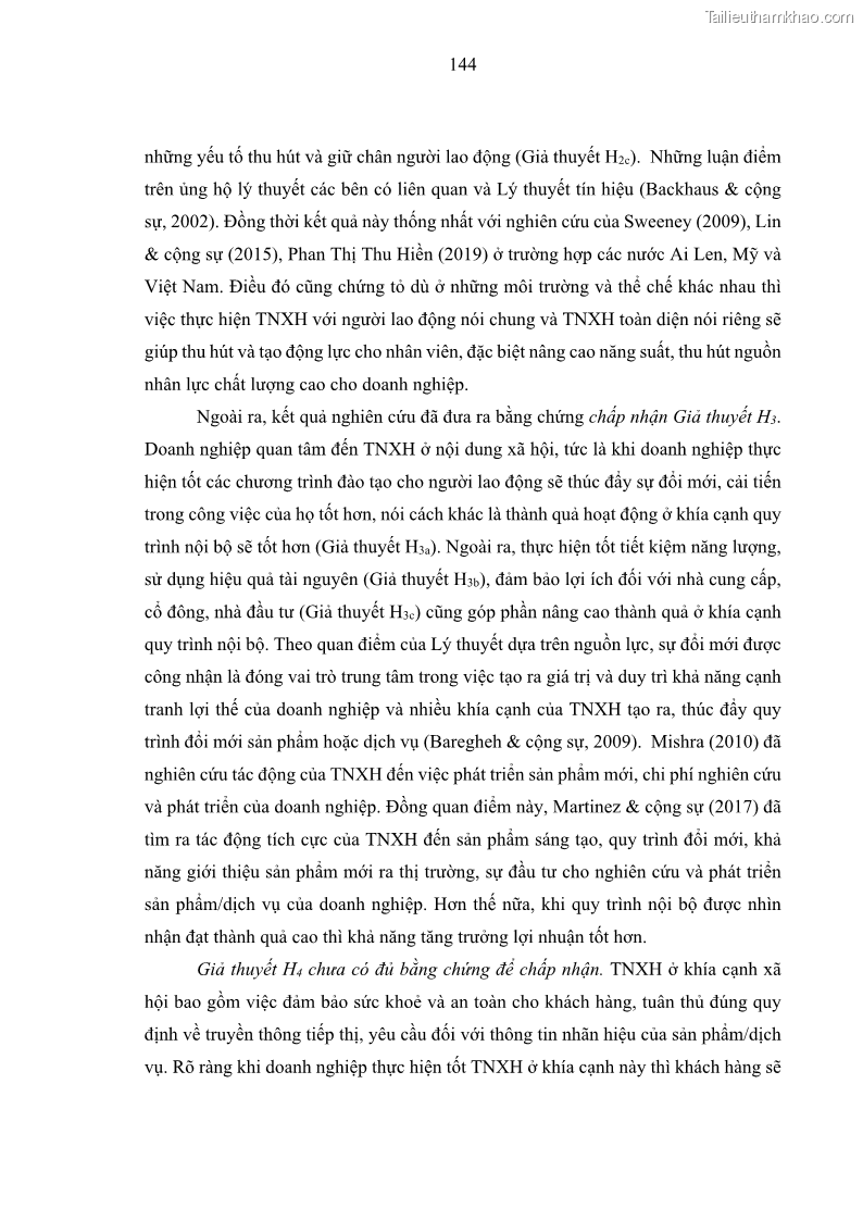Luận án tiến sĩ kế toán Nghiên cứu về tác động của trách nhiệm xã hội đến thành quả hoạt động của các doanh nghiệp ở Việt Nam - 13 Trang 153