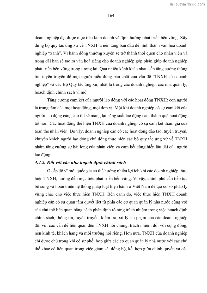 Luận án tiến sĩ kế toán Nghiên cứu về tác động của trách nhiệm xã hội đến thành quả hoạt động của các doanh nghiệp ở Việt Nam - 15 Trang 173