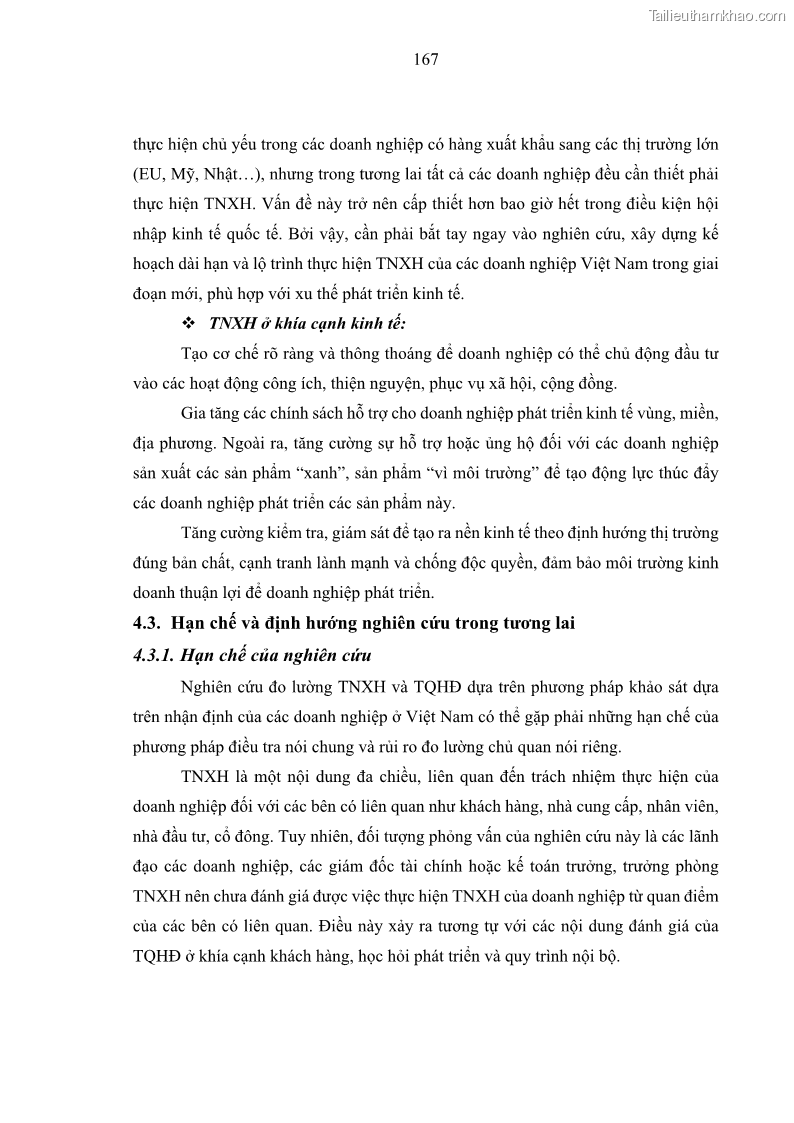 Luận án tiến sĩ kế toán Nghiên cứu về tác động của trách nhiệm xã hội đến thành quả hoạt động của các doanh nghiệp ở Việt Nam - 15 Trang 176