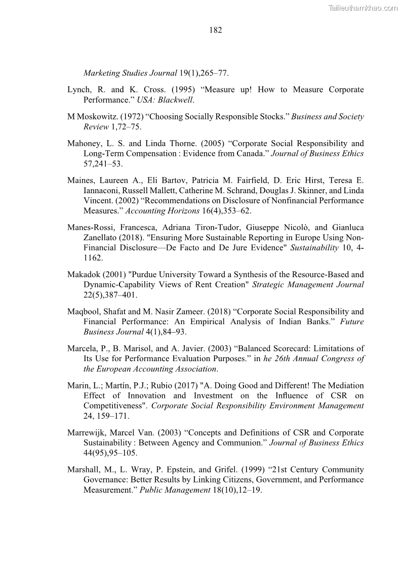 Luận án tiến sĩ kế toán Nghiên cứu về tác động của trách nhiệm xã hội đến thành quả hoạt động của các doanh nghiệp ở Việt Nam - 16 Trang 191