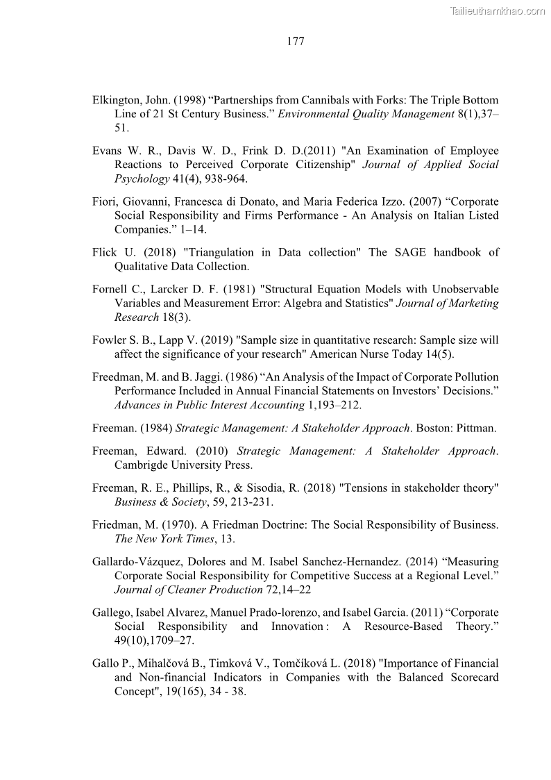 Luận án tiến sĩ kế toán Nghiên cứu về tác động của trách nhiệm xã hội đến thành quả hoạt động của các doanh nghiệp ở Việt Nam - 16 Trang 186