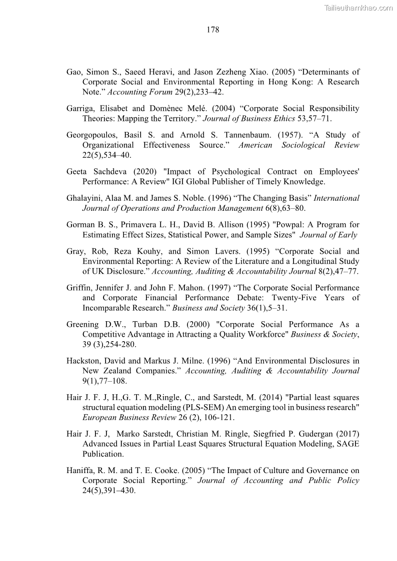 Luận án tiến sĩ kế toán Nghiên cứu về tác động của trách nhiệm xã hội đến thành quả hoạt động của các doanh nghiệp ở Việt Nam - 16 Trang 187