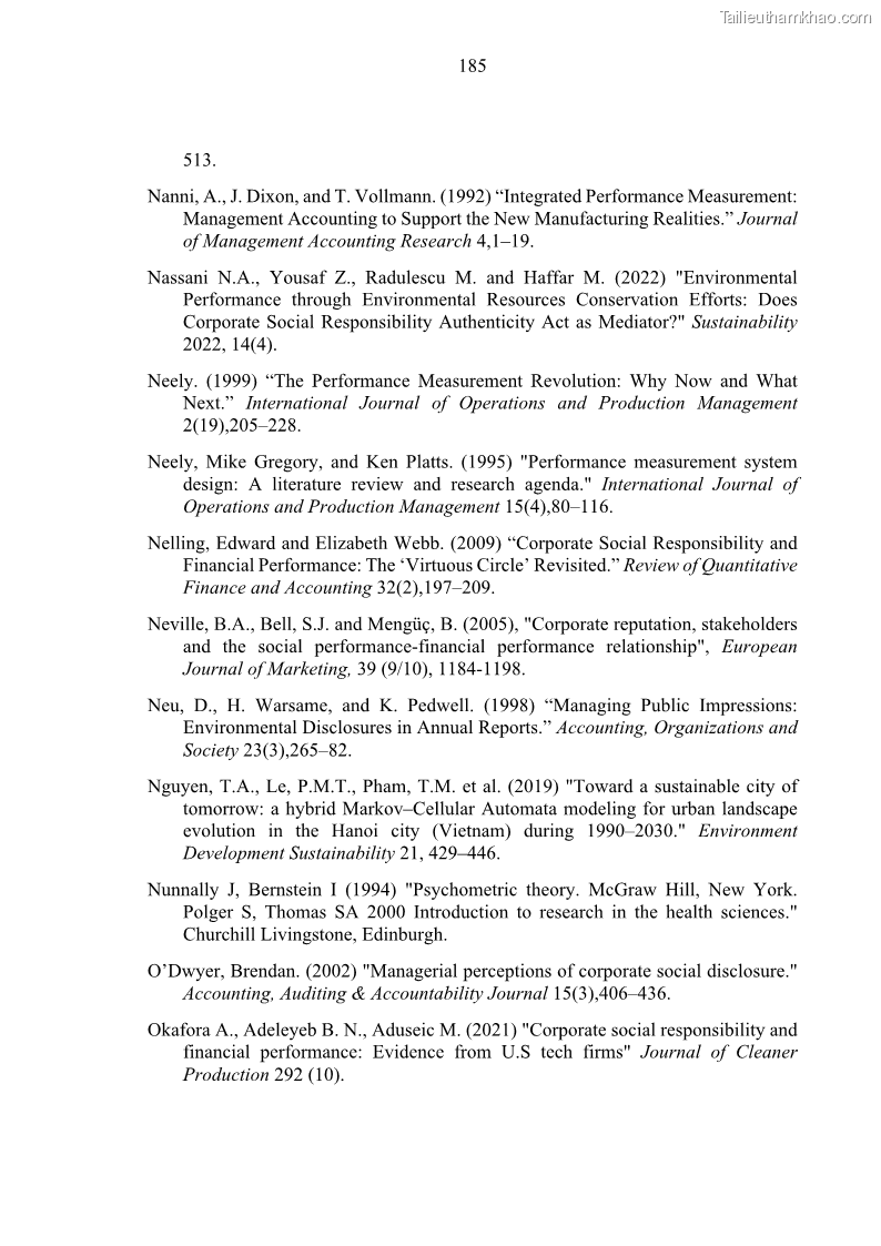 Luận án tiến sĩ kế toán Nghiên cứu về tác động của trách nhiệm xã hội đến thành quả hoạt động của các doanh nghiệp ở Việt Nam - 17 Trang 194