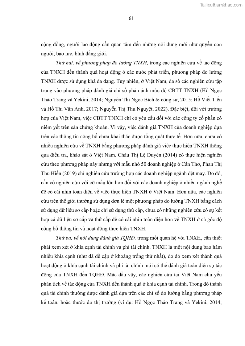 Luận án tiến sĩ kế toán Nghiên cứu về tác động của trách nhiệm xã hội đến thành quả hoạt động của các doanh nghiệp ở Việt Nam - 6 Trang 70