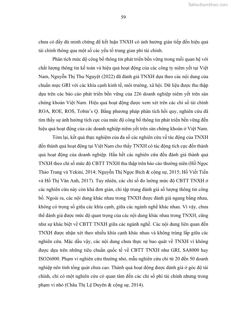 Luận án tiến sĩ kế toán Nghiên cứu về tác động của trách nhiệm xã hội đến thành quả hoạt động của các doanh nghiệp ở Việt Nam - 6 Trang 68