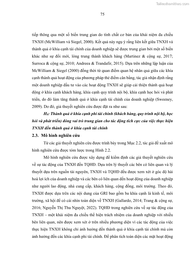 Luận án tiến sĩ kế toán Nghiên cứu về tác động của trách nhiệm xã hội đến thành quả hoạt động của các doanh nghiệp ở Việt Nam - 7 Trang 84
