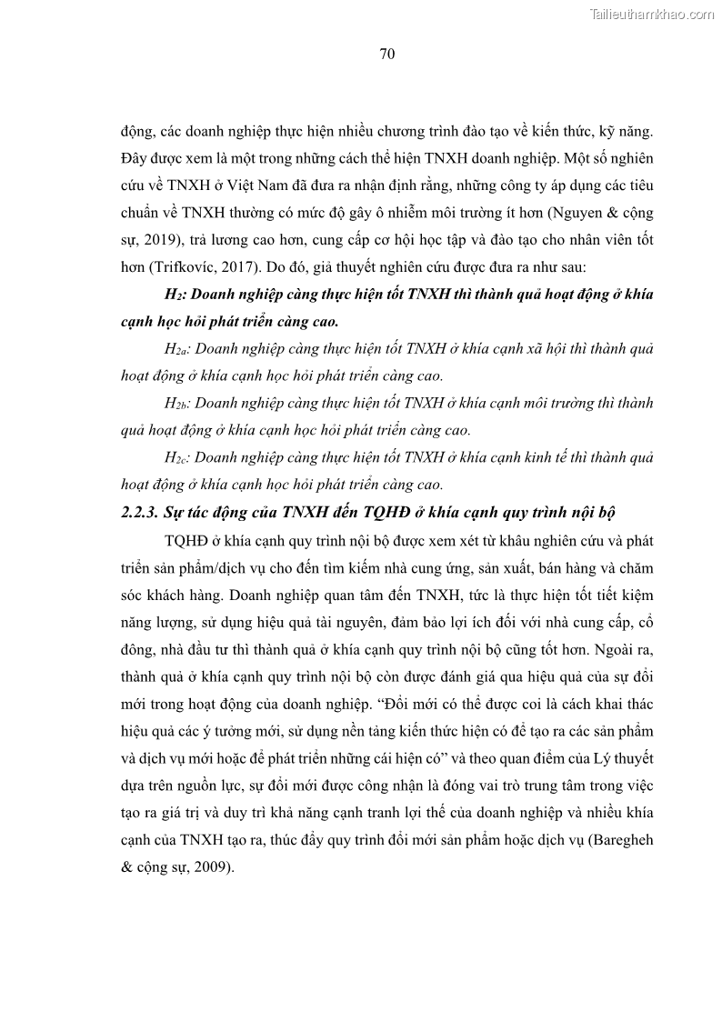 Luận án tiến sĩ kế toán Nghiên cứu về tác động của trách nhiệm xã hội đến thành quả hoạt động của các doanh nghiệp ở Việt Nam - 7 Trang 79