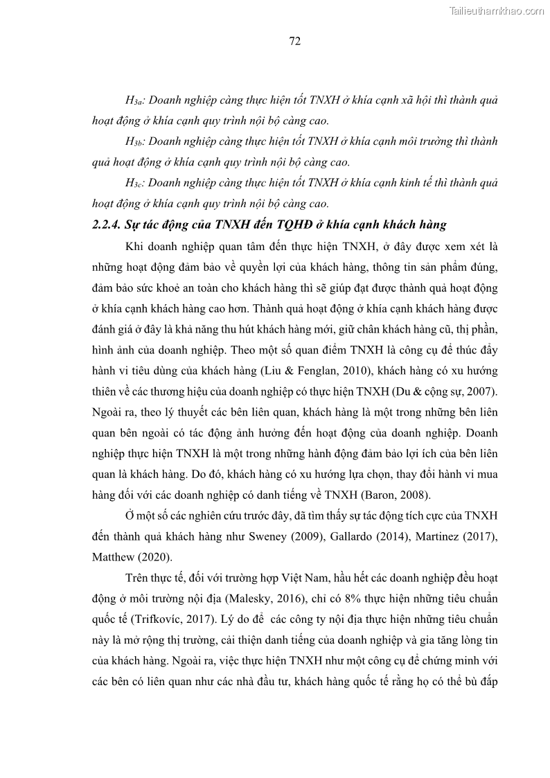 Luận án tiến sĩ kế toán Nghiên cứu về tác động của trách nhiệm xã hội đến thành quả hoạt động của các doanh nghiệp ở Việt Nam - 7 Trang 81