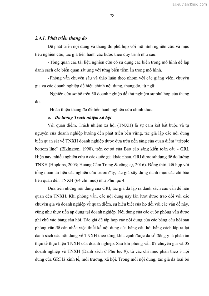 Luận án tiến sĩ kế toán Nghiên cứu về tác động của trách nhiệm xã hội đến thành quả hoạt động của các doanh nghiệp ở Việt Nam - 8 Trang 87