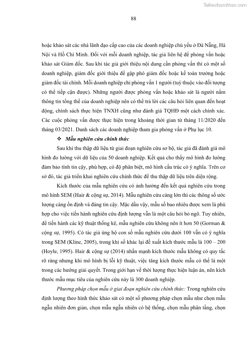 Luận án tiến sĩ kế toán Nghiên cứu về tác động của trách nhiệm xã hội đến thành quả hoạt động của các doanh nghiệp ở Việt Nam - 9 Trang 97