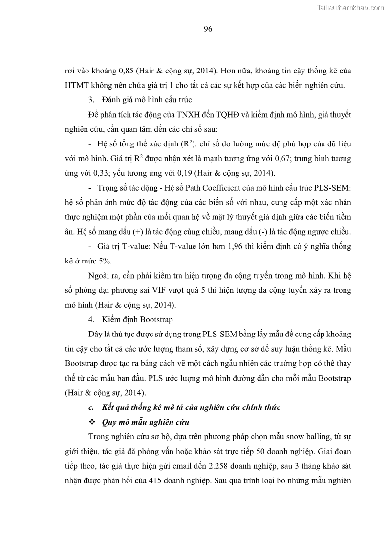 Luận án tiến sĩ kế toán Nghiên cứu về tác động của trách nhiệm xã hội đến thành quả hoạt động của các doanh nghiệp ở Việt Nam - 9 Trang 105