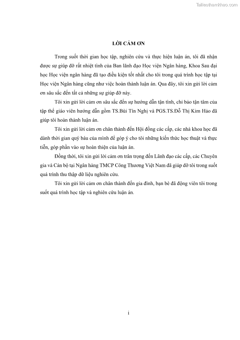 Luận án tiến sĩ kinh tế Khung đánh giá an toàn vốn nội bộ ICAAP của Ngân hàng Thương mại cổ phần Công thương Việt Nam - 1 Trang 4