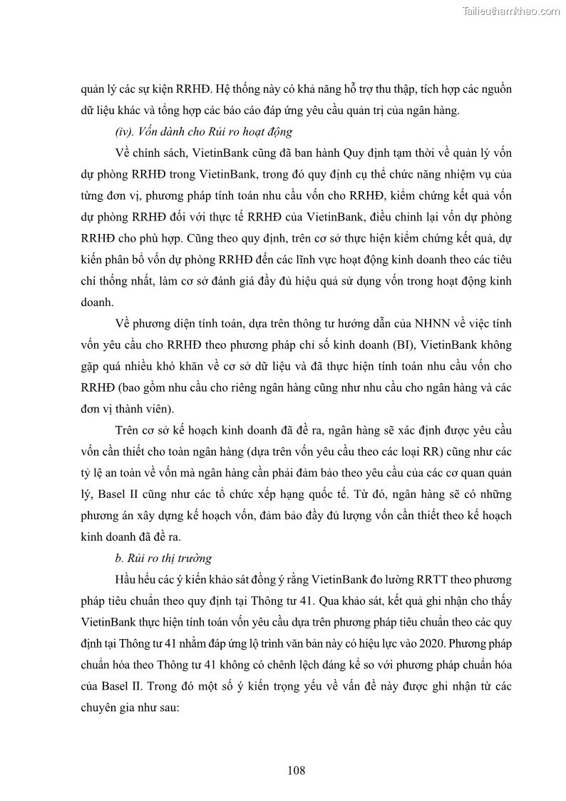 Luận án tiến sĩ kinh tế Khung đánh giá an toàn vốn nội bộ ICAAP của Ngân hàng Thương mại cổ phần Công thương Việt Nam - 10 Trang 119